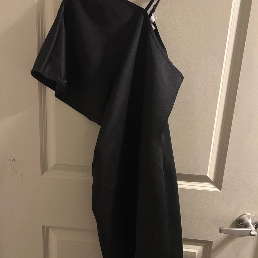 ASOS Black Asymmetrical One-Shoulder Cocktail Dress